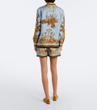 La DoubleJ Pull-Up printed silk twill shorts