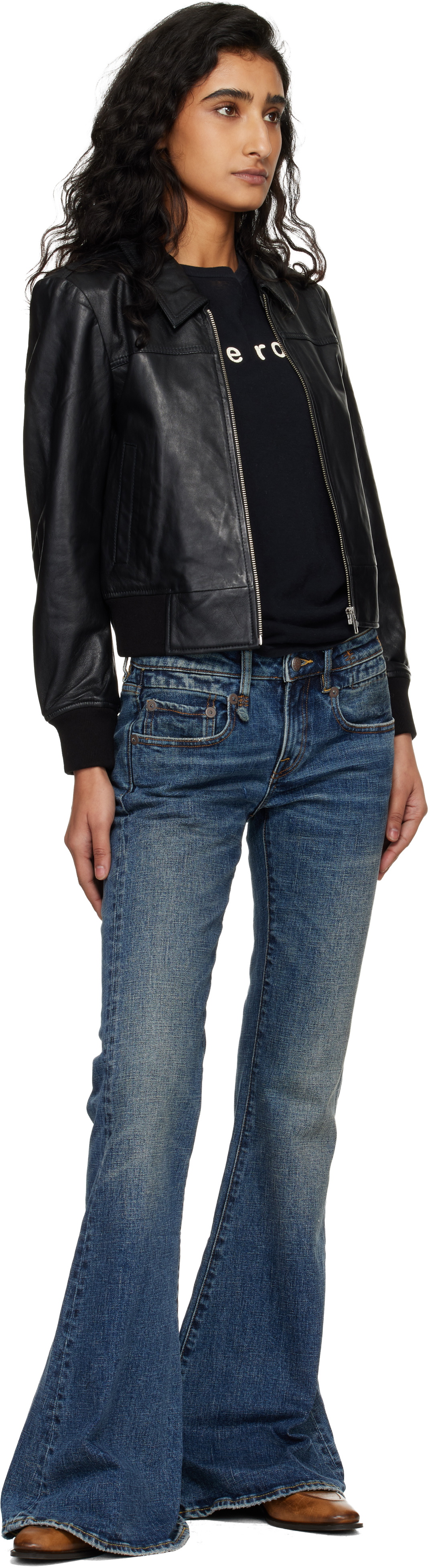 R13 Blue Overflow Boy Flare Stretch Jeans