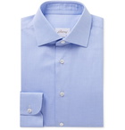 BRIONI - William Slim-Fit Herringbone Cotton Shirt - Blue