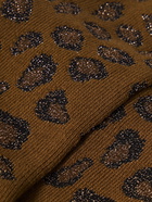 Rostersox - Leopard-Intarsia Metallic Cotton-Blend Socks