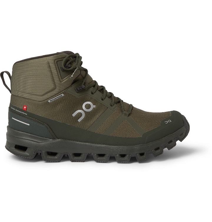 Photo: On - Cloudrock Waterproof Rubber-Trimmed Mesh Boots - Green