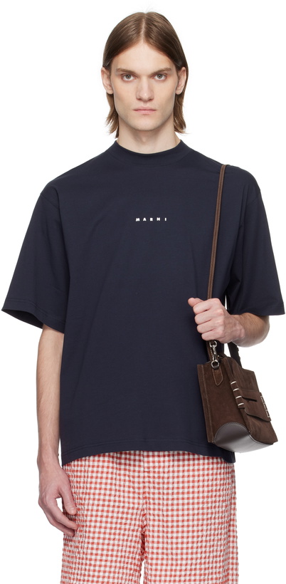 Photo: Marni Navy Mini Logo 'Marni' T-shirt