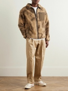 Corridor - Oak Shell-Trimmed Printed Fleece Jacket - Brown
