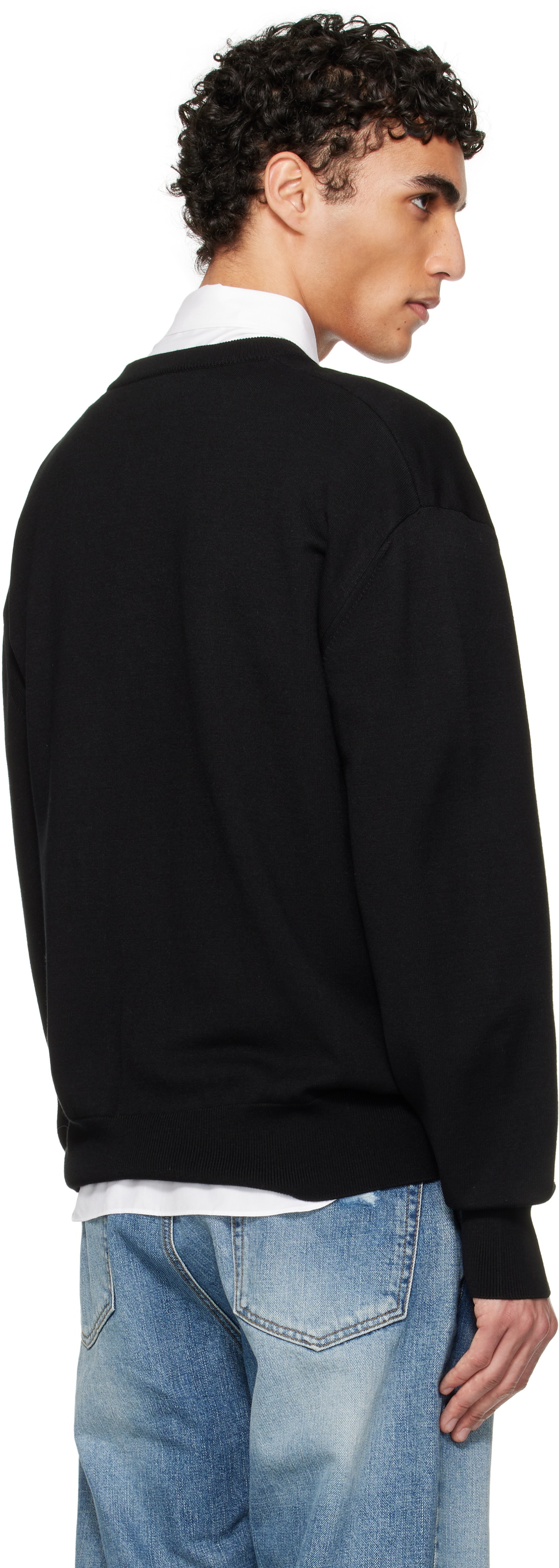 We11done Black Logo Knit Cardigan