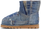 Acne Studios Blue Printed Leather Low Boots