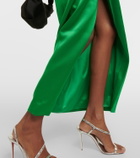 Rasario Draped off-shoulder satin midi dress