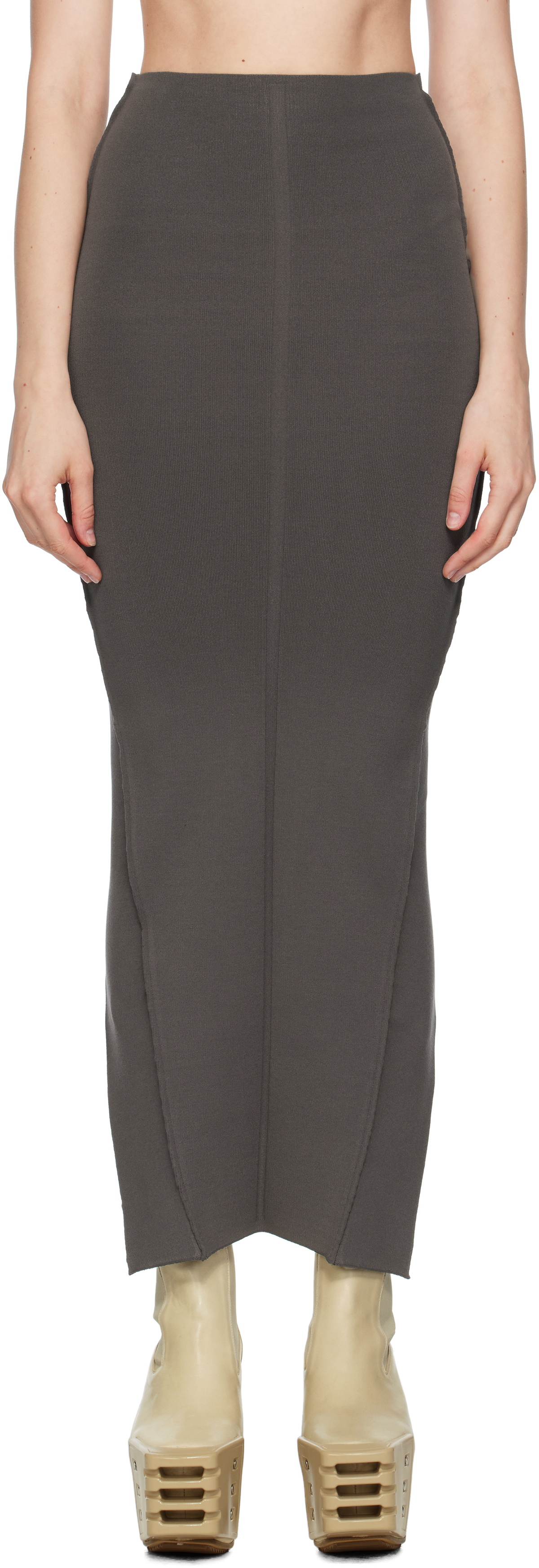 【Rick Owens】 High-riseミディスカート Rick Owens High-rise midi skirt Rick Owens