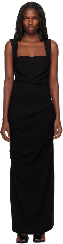 knee length black lace dress Black Lace Short Prom Dress, Hight Low Evening Dress US 14 / Black main image 0