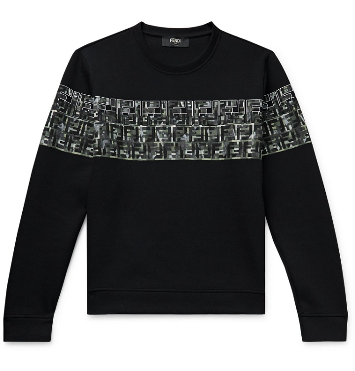 Photo: Fendi - Logo-Print Cotton-Blend Jersey Sweatshirt - Black