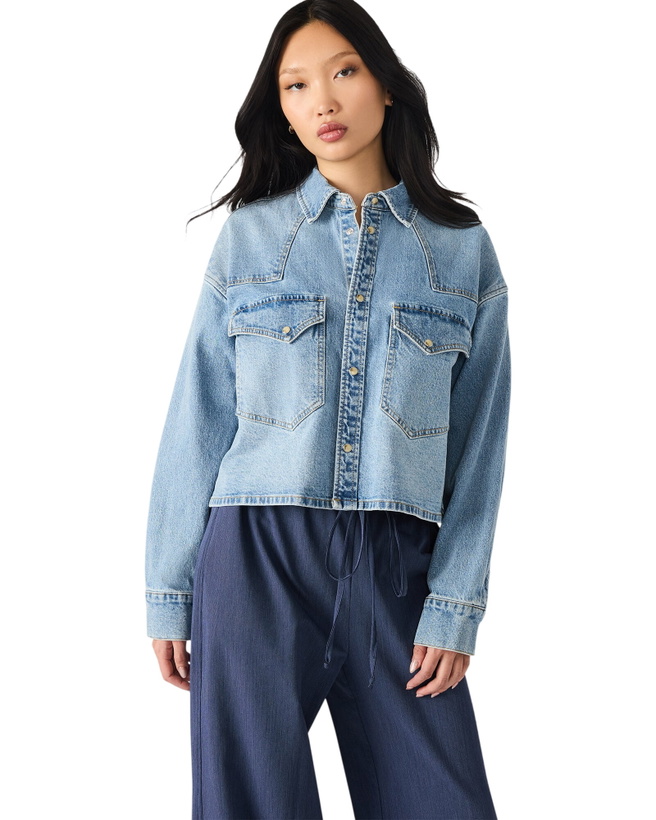 Photo: Steve Madden Rafi Top in Light Blue Denim