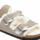 Birkenstock Arizona Fur in Stone Coin Suede