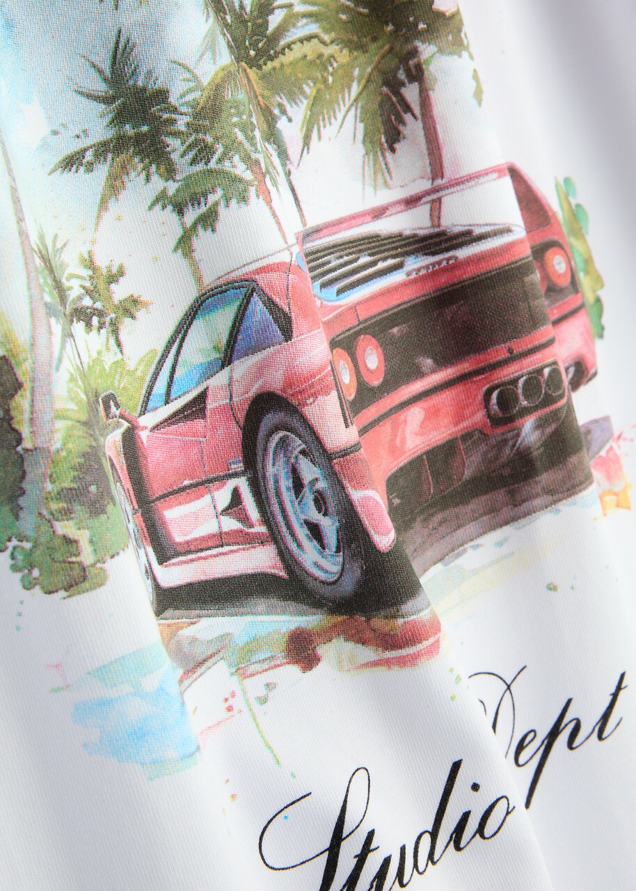 Club 1984 Palm Drive Printed Cotton T-shirt White