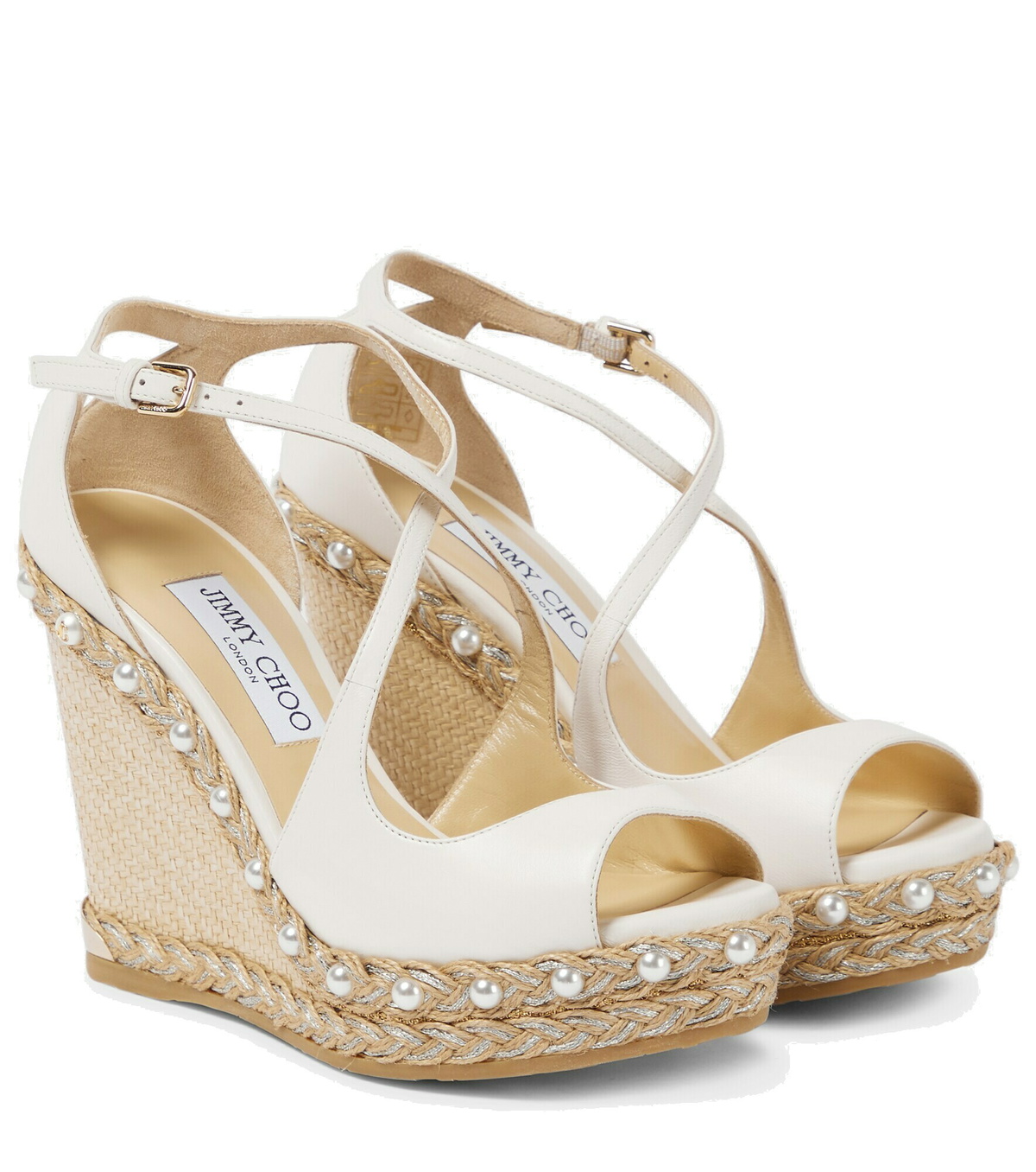 サンダル・ミュール JIMMY CHOO KIARA WEDGE SOLE CANVAS SANDAL JIMMY CHOO KIARA WEDGE SOLE CANVAS SANDAL (Jimmy Choo