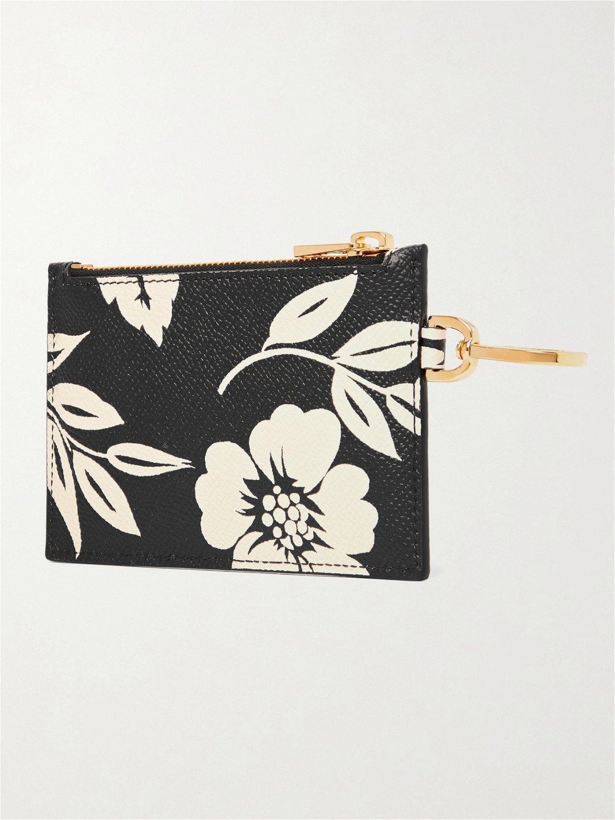 TOM FORD - Floral-Print Full-Grain Leather Cardholder with Lanyard