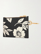 TOM FORD - Floral-Print Full-Grain Leather Cardholder with Lanyard - Black