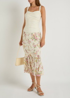 Reformation Trish Ruched Stretch-cotton top Cream