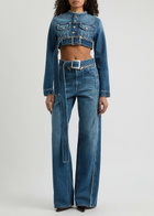 Jean Paul Gaultier Cropped Belted Denim Jacket Blue