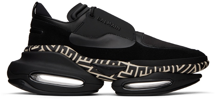 Photo: Balmain Black Monogram B-Bold Low-Top Sneakers
