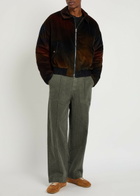 The Elder Statesman Dundy Herringbone Cotton Trousers Dark Grey