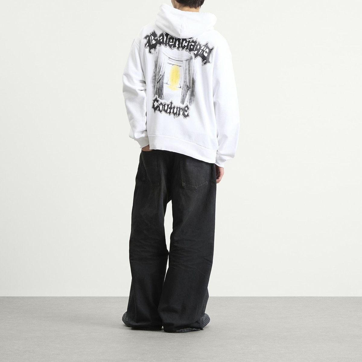 Balenciaga Men's Metal Merch Oversized Zip-Up Hoodie in White