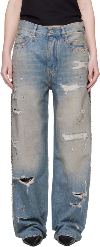 Photo: AMIRI Blue Bones Studded Jeans