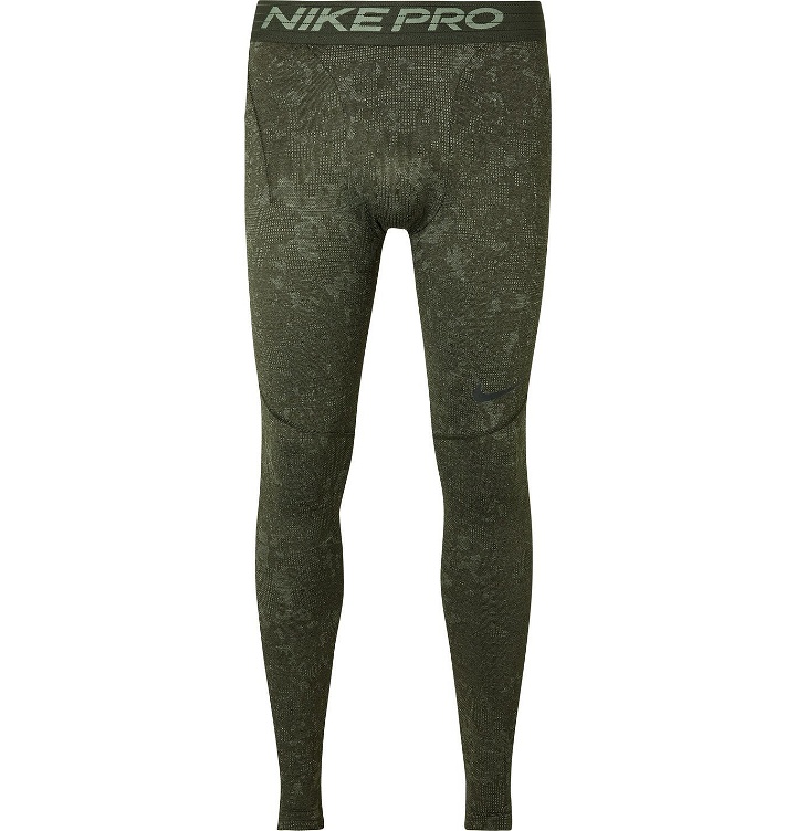 Photo: Nike Training - Utility Camouflage-Print Dri-FIT Therma Tights - Green