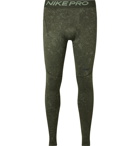 Nike Training - Utility Camouflage-Print Dri-FIT Therma Tights - Green