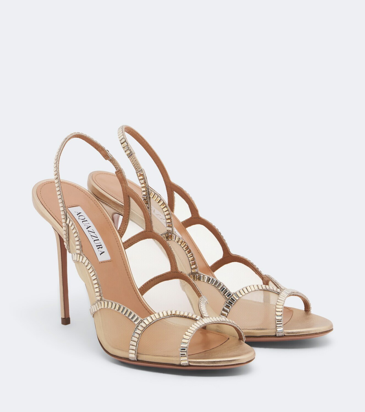 Aquazzura Nightfall embellished mesh slingback sandals