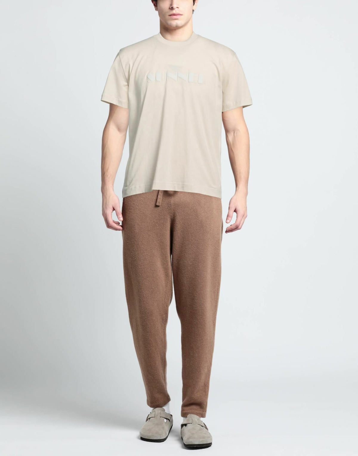 Sunnei Mens T-shirt in Beige
