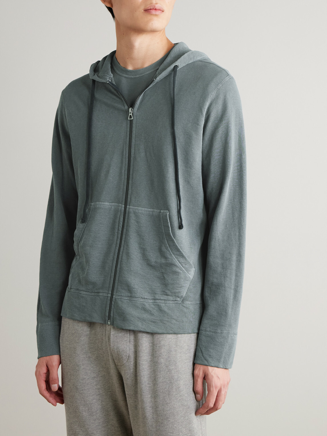 James Perse - Loopback Supima Cotton-Jersey Zip-Up Hoodie - Blue