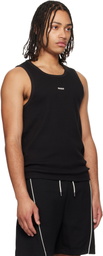 Hugo Black Contrast-Logo Slim-Fit Stretch Cotton Tank Top