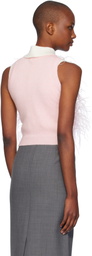 SHUSHU/TONG Pink Ostrich Feather Embellished Knit Vest