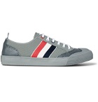 Thom Browne - Leather and Grosgrain-Trimmed Canvas Sneakers - Gray