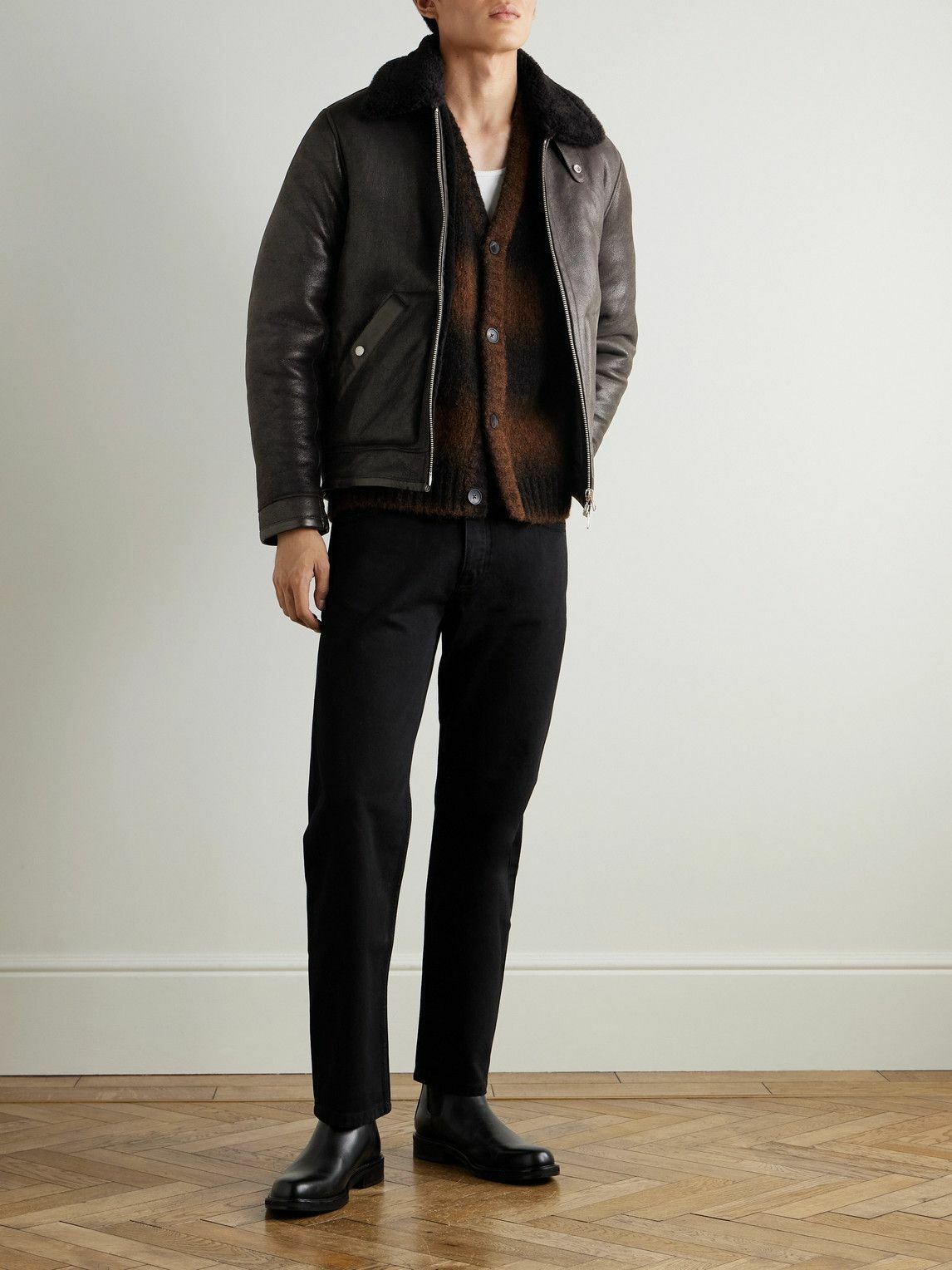 NN07 - Atkinson 8173 Shearling Bomber Jacket - Black