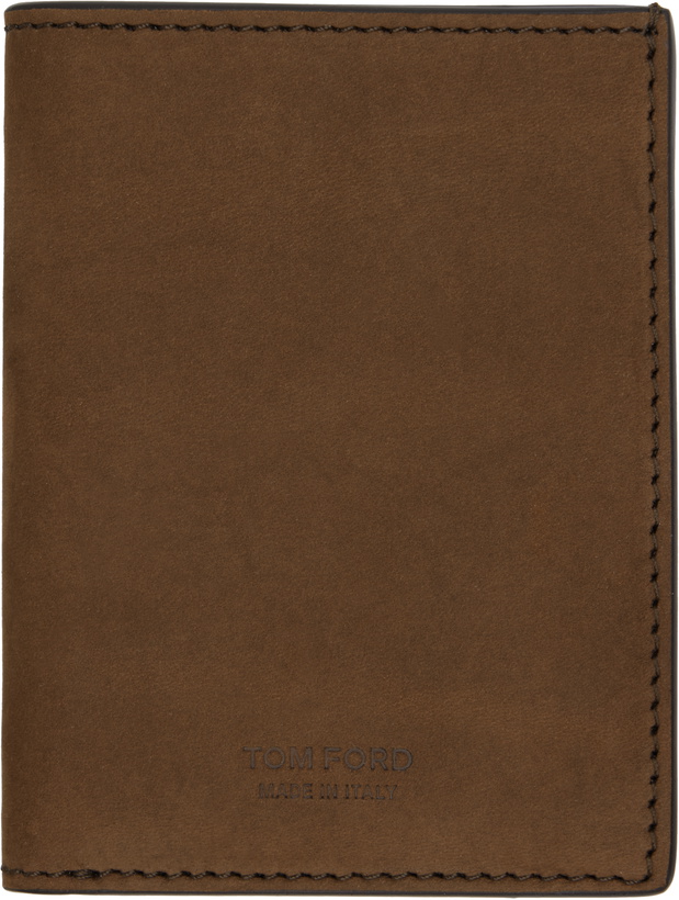 Photo: TOM FORD Brown Nubuck 'T Line' Folding Card Holder