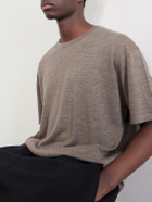 The Elder Statesman - Lenny Wool, Silk and Linen-Blend T-Shirt - Brown
