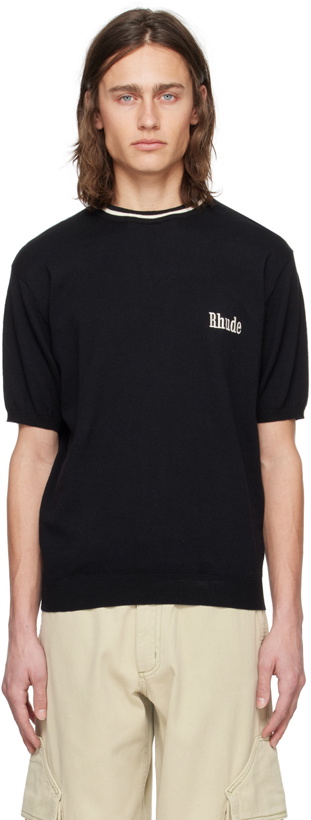 Photo: Rhude Black Embroidered Sweater