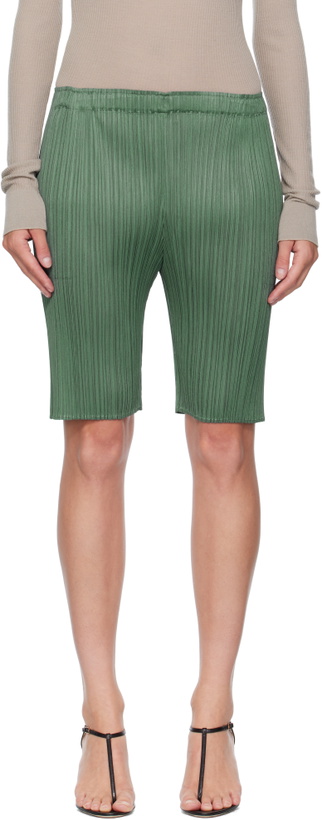 Photo: PLEATS PLEASE ISSEY MIYAKE Green June Monthly Colors Shorts