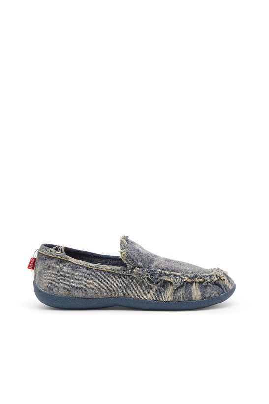 Photo: Diesel D-Shock-Distressed denim loafers - Mocassins and Mules Mens in Blue