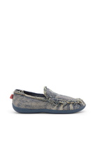 Diesel D-Shock-Distressed denim loafers - Mocassins and Mules Mens in Blue