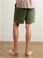 GENERAL ADMISSION - Straight-Leg Pleated Herringbone Cotton Shorts - Green