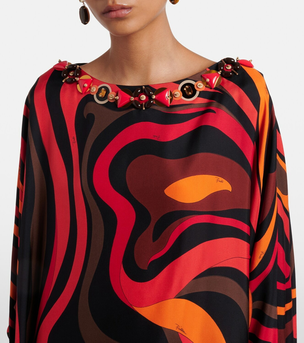 Pucci Marmo embellished silk twill kaftan