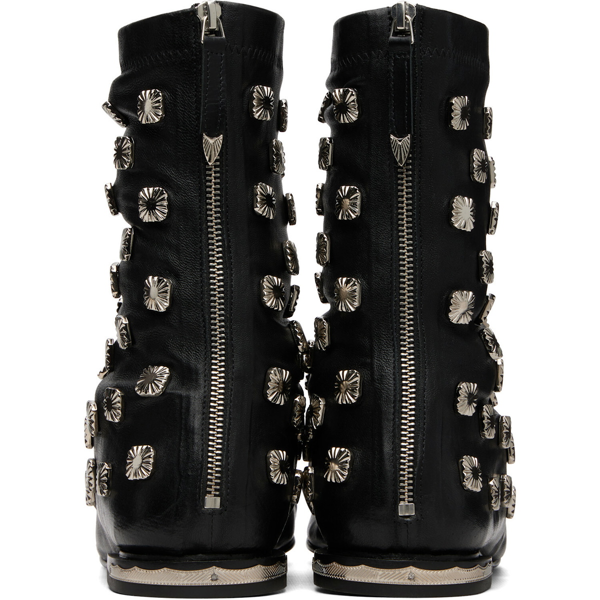 Toga Virilis Black Stretch Leather Chelsea Boots
