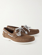 Manolo Blahnik - Sidmouth Croc-Effect Nubuck Boat Shoes - Brown