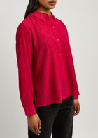 Eileen Fisher Plissé Shirt Dark Pink
