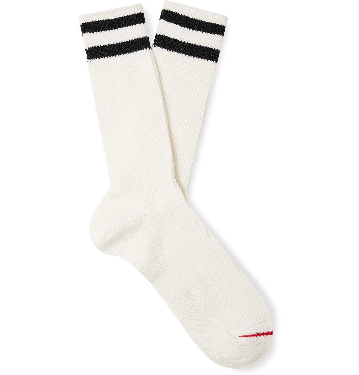 Photo: nonnative - Dweller Ribbed Striped Cotton Socks - Black