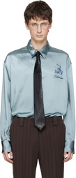 AVAVAV Blue Satin Button-Up Shirt