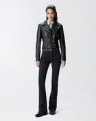 Pinko Short Zipped Nappa Leather Biker Jacket Limo Black