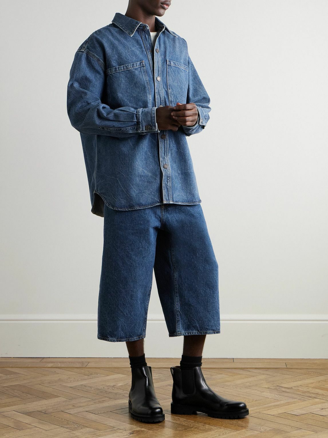 AGOLDE - Beesley Straight-Leg Denim Shorts - Blue