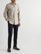 Canali - Slim-Fit Button-Down Collar Brushed Cotton-Twill Shirt - Neutrals